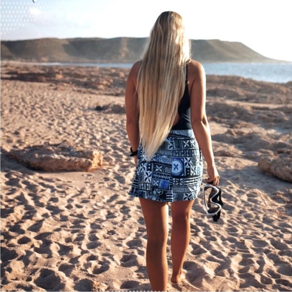 Rip Skirt Hawaii Pacific Tapa Print Quick-Dry Wrap Skirt w Hidden Pocket XL - Picture 2 of 11